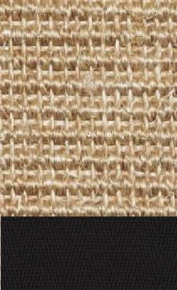 Sisal Salvador creme 003 tæppe med kantbånd i sort